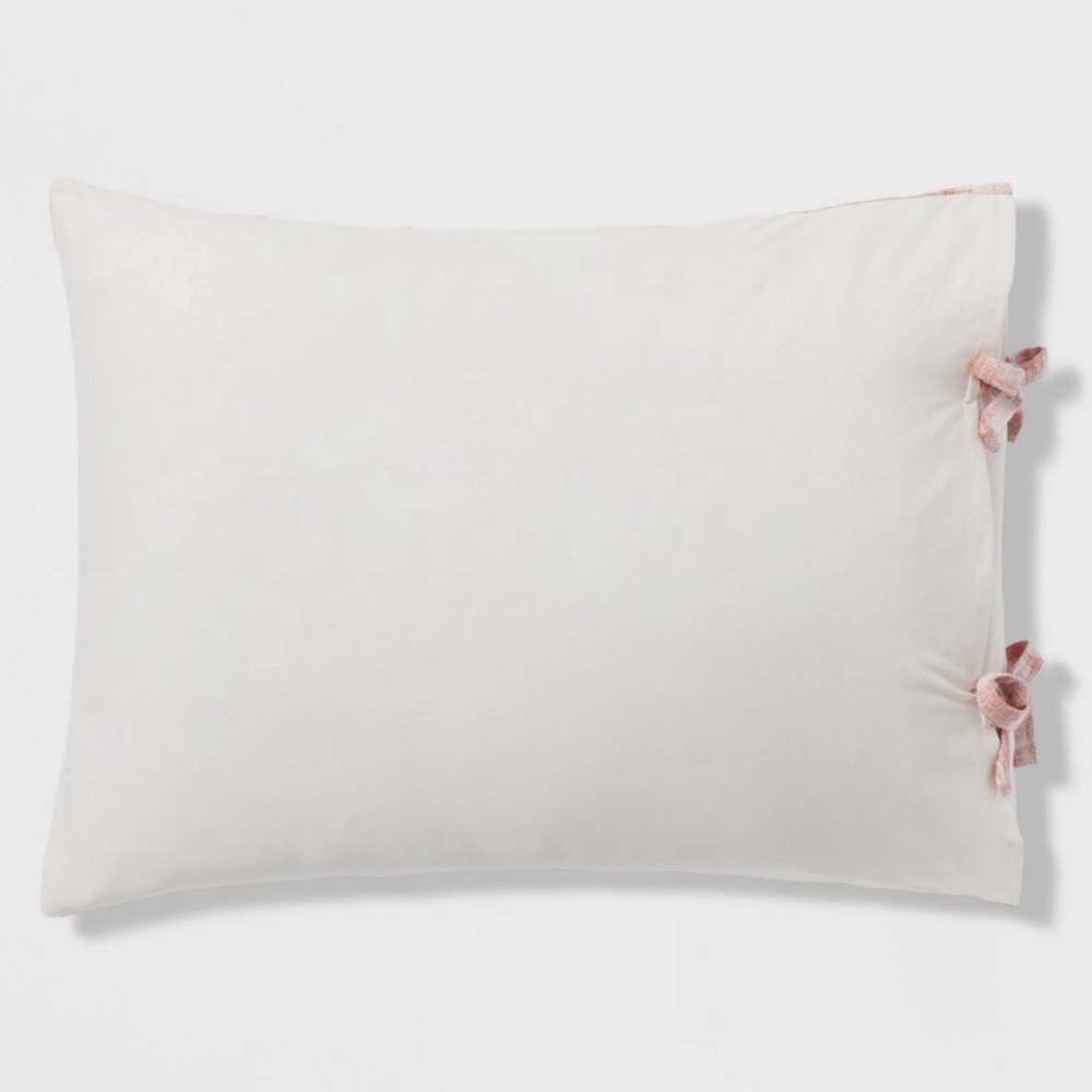 Threshold King Yarn Dye Ikat Duvet Cover and Sham Set Ivory/Mauve Cotton Slub - Picture 5 of 11